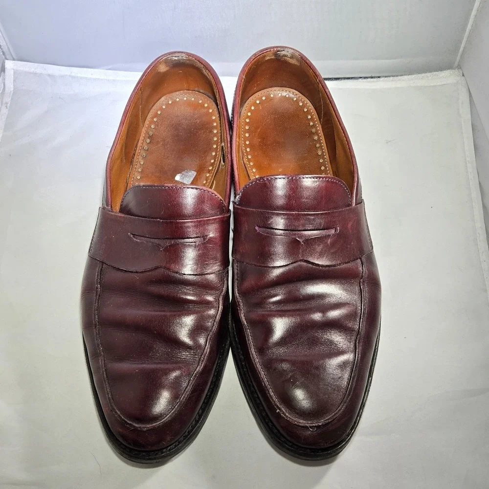 Allen Edmonds Presidio Dress Shoes Mens Size 9.5 Burgundy Red‎ Leather Loafer
